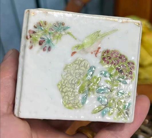 古玩陶瓷淺絳花鳥溫酒器真品鑒賞圖