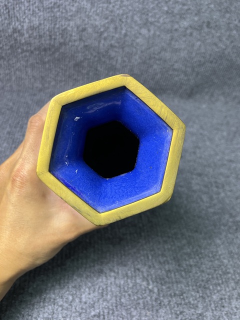 古玩雜項(xiàng)銅胎掐絲琺瑯花鳥紋六方瓶真品鑒賞圖