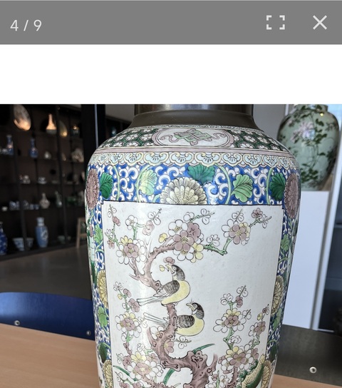 古玩陶瓷清光緒五彩花鳥瑞獸紋瓶真品鑒賞圖