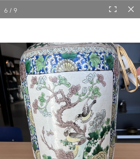 古玩陶瓷清光緒五彩花鳥瑞獸紋瓶真品鑒賞圖