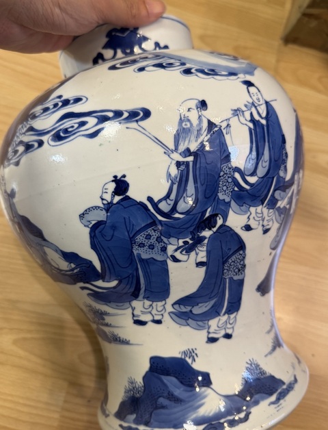 古玩陶瓷青花八仙紋將軍罐真品鑒賞圖