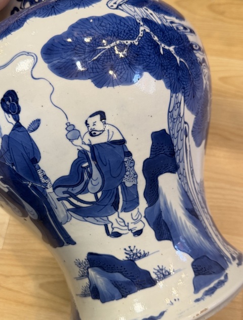 古玩陶瓷青花八仙紋將軍罐真品鑒賞圖