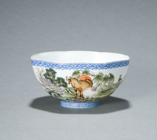 古玩陶瓷馬紋碗薄胎瓷八方碗真品鑒賞圖