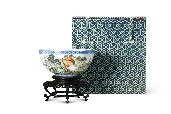 古玩陶瓷馬紋碗薄胎瓷八方碗真品鑒賞圖