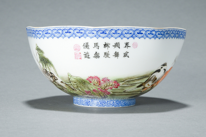 古玩陶瓷馬紋碗薄胎瓷八方碗真品鑒賞圖