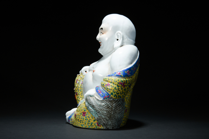 古玩陶瓷彌勒佛粉彩塑像真品鑒賞圖