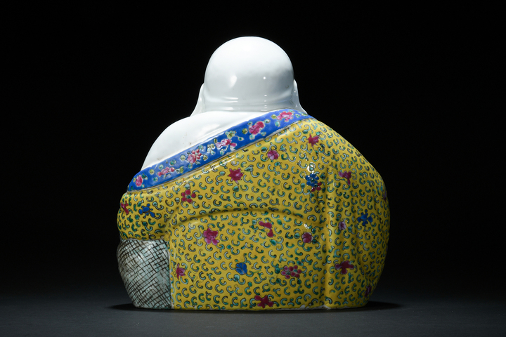 古玩陶瓷彌勒佛粉彩塑像真品鑒賞圖