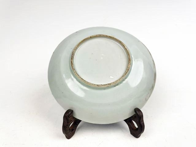 古玩陶瓷清中期·青花山水樓閣盤真品鑒賞圖