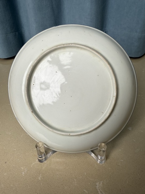 古玩陶瓷清中期 柳蔭駿馬圖盤拍賣，當前價格950元