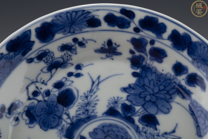 古玩陶瓷清晚期 精品青花四季花卉紋盤拍賣，當前價格650元