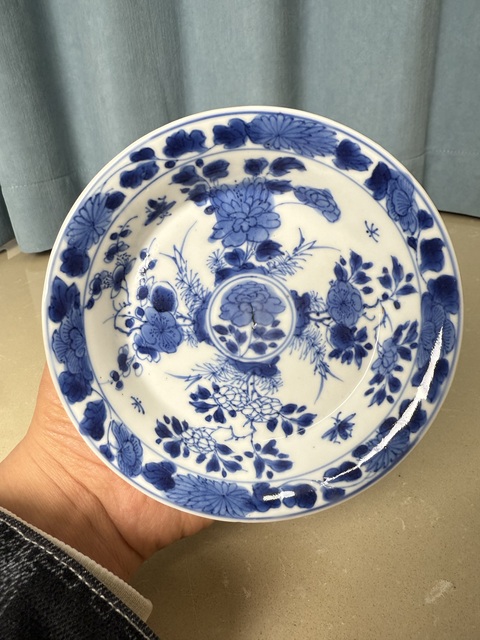 古玩陶瓷清晚期 精品青花四季花卉紋盤拍賣，當前價格650元
