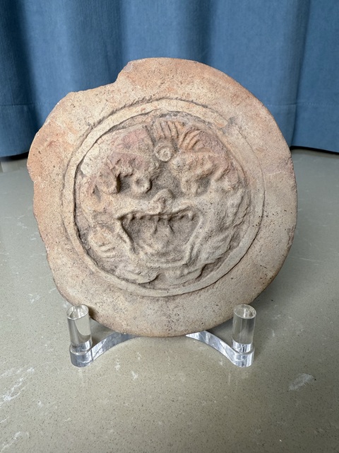 古玩陶瓷青州出土 宋代 獸面瓦當拍賣，當前價格390元