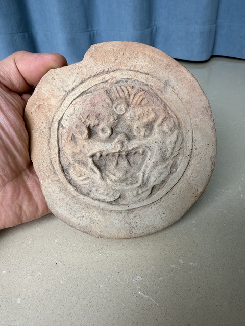 古玩陶瓷青州出土 宋代 獸面瓦當拍賣，當前價格390元