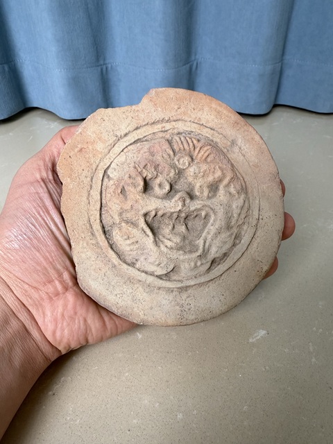 古玩陶瓷青州出土 宋代 獸面瓦當拍賣，當前價格390元