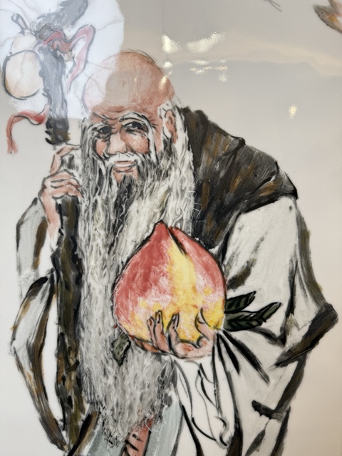 古玩陶瓷張修道大師真跡 釉下窯變五彩福壽圖瓷板畫拍賣，當前價格1800元