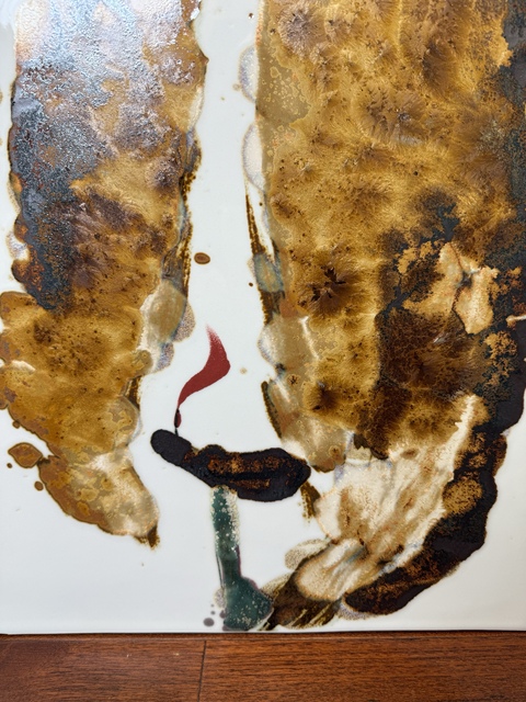 古玩陶瓷張修道大師真跡 瓷板畫 釉下窯變五彩《自畫像》傳燈圖拍賣，當前價格1900元