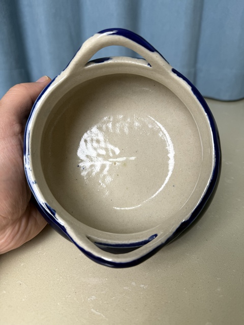 古玩陶瓷民國 祭藍(lán)釉雙耳三足爐拍賣，當(dāng)前價格1500元