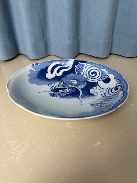 古玩陶瓷清早期 青花云龍紋大盤拍賣，當前價格650元