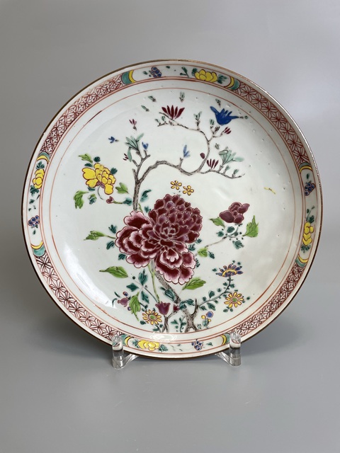 古玩陶瓷清雍正 粉彩花卉紋大盤拍賣，當前價格1200元