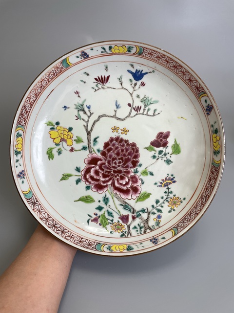 古玩陶瓷清雍正 粉彩花卉紋大盤拍賣，當前價格1200元