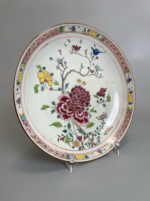 古玩陶瓷清雍正 粉彩花卉紋大盤拍賣，當前價格1200元