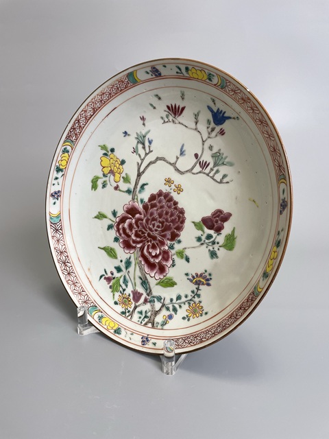 古玩陶瓷清雍正 粉彩花卉紋大盤拍賣，當前價格1200元