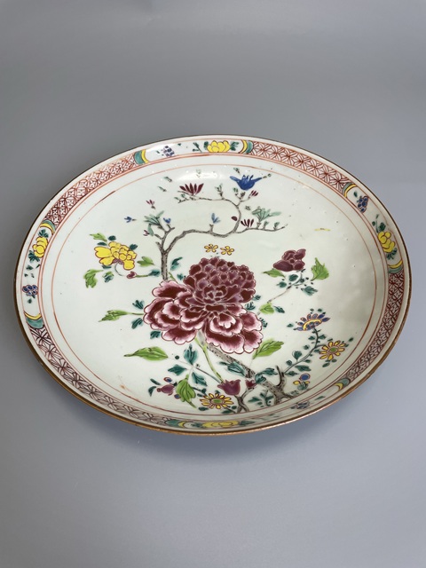 古玩陶瓷清雍正 粉彩花卉紋大盤拍賣，當前價格1200元