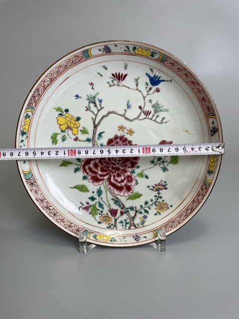 古玩陶瓷清雍正 粉彩花卉紋大盤拍賣，當前價格1200元