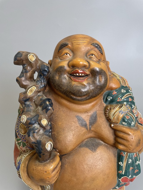 古玩陶瓷清早期 日本官窯 九谷粉彩布袋和尚造像拍賣，當前價格1500元