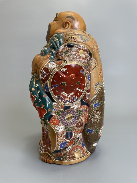 古玩陶瓷清早期 日本官窯 九谷粉彩布袋和尚造像拍賣，當前價格1500元