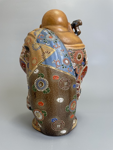 古玩陶瓷清早期 日本官窯 九谷粉彩布袋和尚造像拍賣，當前價格1500元