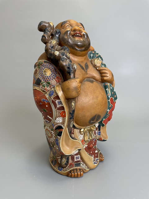 古玩陶瓷清早期 日本官窯 九谷粉彩布袋和尚造像拍賣，當前價格1500元