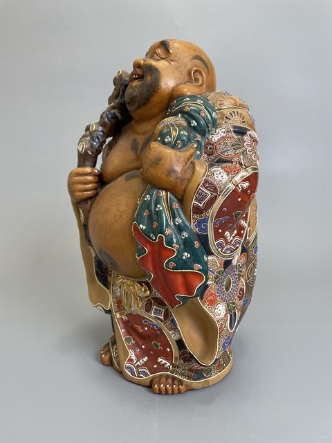 古玩陶瓷清早期 日本官窯 九谷粉彩布袋和尚造像拍賣，當前價格1500元