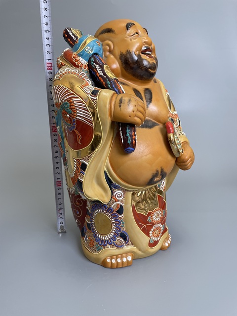 古玩陶瓷清晚期 日本官窯 九谷粉彩布袋和尚造像拍賣，當(dāng)前價(jià)格1200元