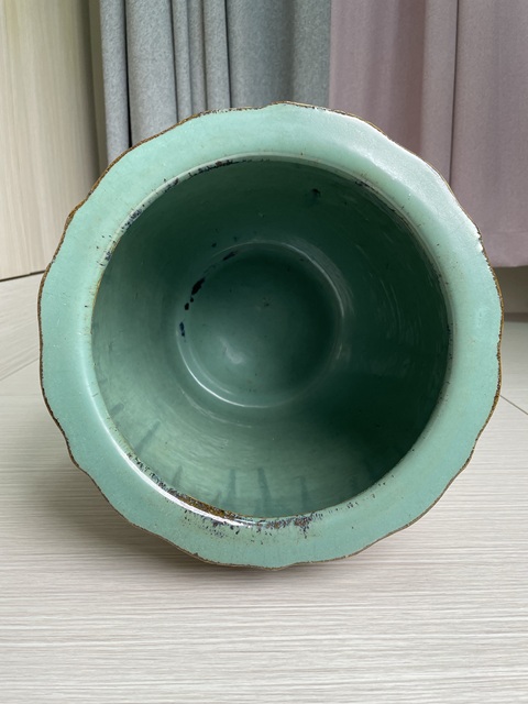 古玩陶瓷民國解放初 雙龍戲珠紋大卷缸拍賣，當前價格380元