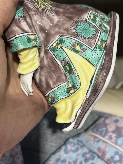 古玩陶瓷素三彩人物塑像真品鑒賞圖