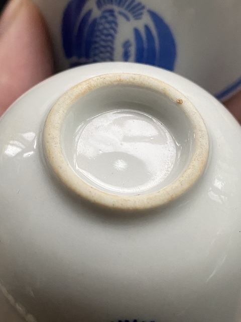 古玩陶瓷青花團鶴紋仰鐘杯真品鑒賞圖