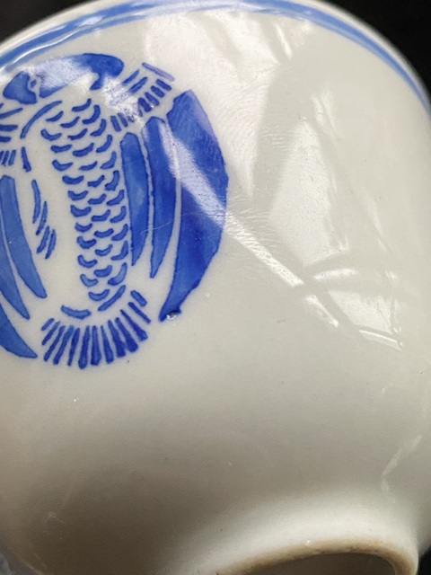 古玩陶瓷青花團鶴紋仰鐘杯真品鑒賞圖