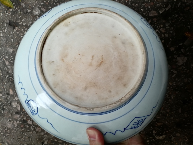 古玩陶瓷清中期?梵文萬壽?青花盤拍賣，當前價格4500元