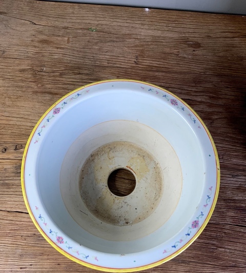 古玩陶瓷清晚期 粉彩花卉紋折沿花盆真品鑒賞圖