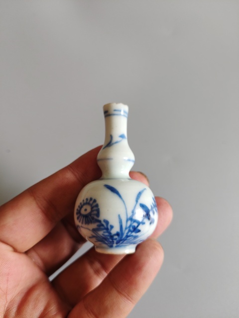 古玩陶瓷清康熙雙秋圖青花葫蘆瓶拍賣，當前價格1680元