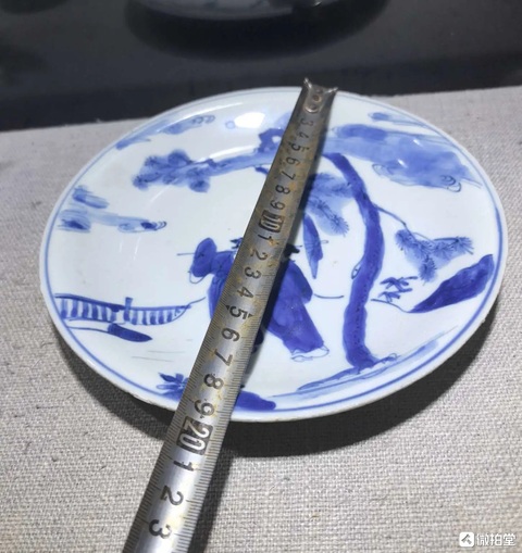 古玩陶瓷白蛇傳青花盤真品鑒賞圖