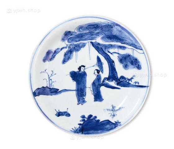 古玩陶瓷白蛇傳青花盤真品鑒賞圖