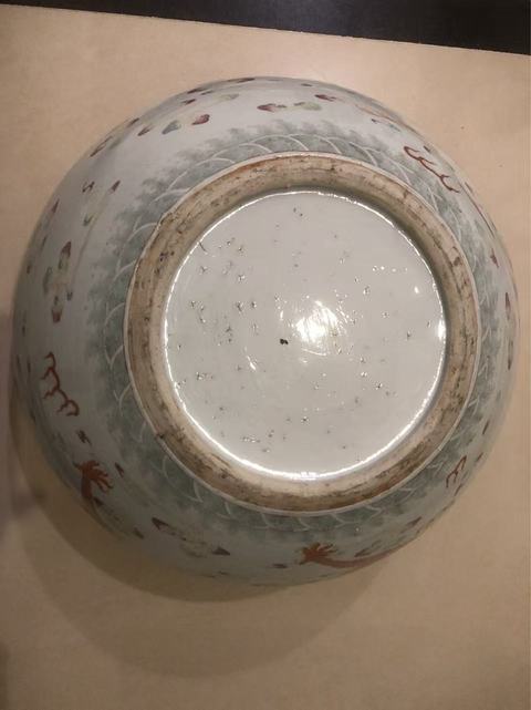 古玩陶瓷粉彩龍紋洗真品鑒賞圖