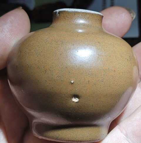 古玩陶瓷褐釉水盂真品鑒賞圖