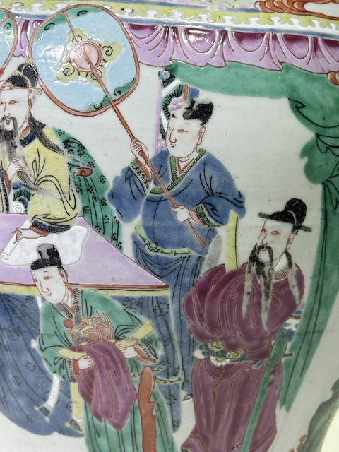 古玩陶瓷人物紋粉彩將軍罐真品鑒賞圖