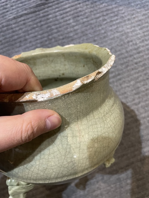 古玩陶瓷 青釉香爐標(biāo)本真品鑒賞圖