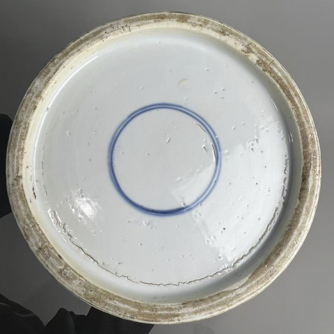 古玩陶瓷藍釉開光人物紋青花棒槌瓶真品鑒賞圖