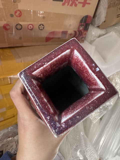 古玩陶瓷鈞紅釉四方瓶拍賣，當前價格5000元