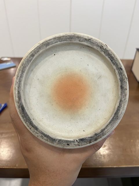 古玩陶瓷青花教子圖紋盤口瓶真品鑒賞圖